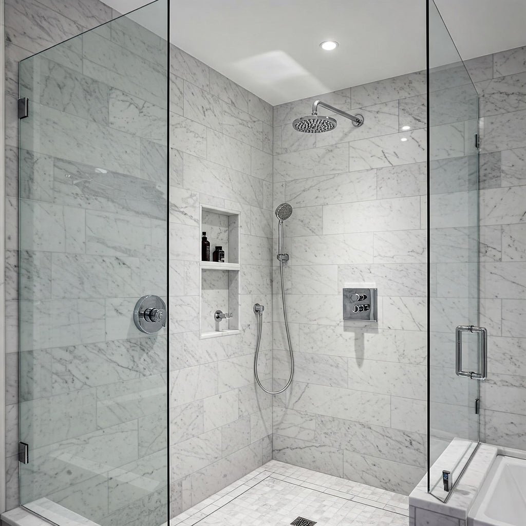 The Timeless Elegance of White Marble in Your Bathroom Shower: Carrara, Calacatta, and Thassos White