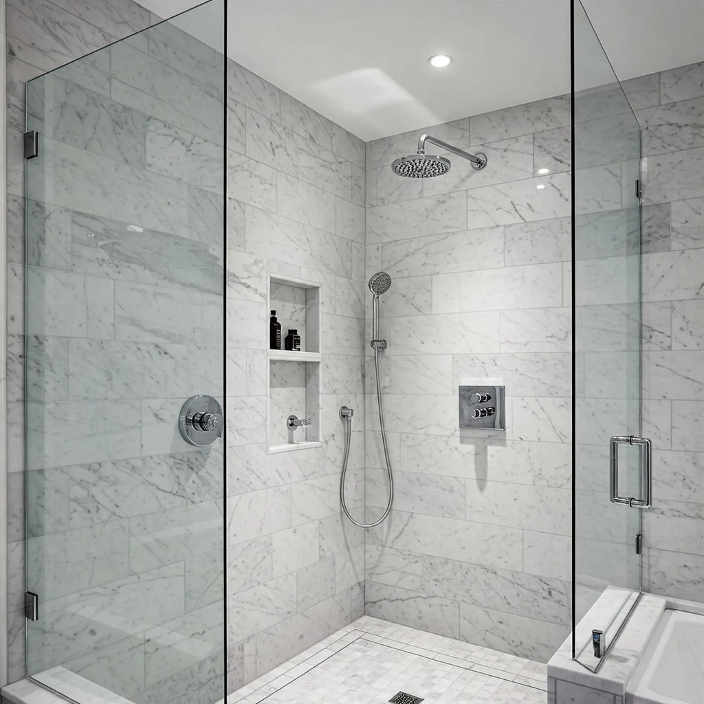 The Timeless Elegance of White Marble in Your Bathroom Shower: Carrara, Calacatta, and Thassos White
