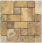 Tan and brown stone tile mosaic in 4 pcs Versailles Pattern French Pattern Set.