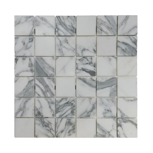 Square marble mosaic tile of Arabescato Corchia 2X2 in polished or honed finish