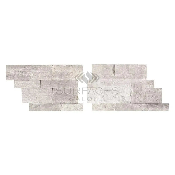 Gray Stone Veneer Panels of Atlantic Gray Marble Ledger-Panel Corner Mosaic