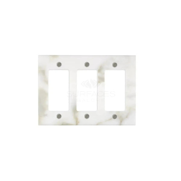 Calacatta Gold Marble Triple Rocker Plate Switch Wall Plate for elegant decor
