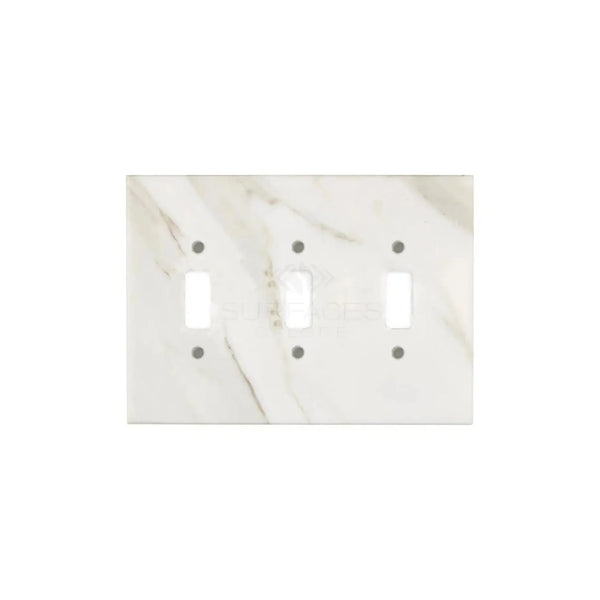 Calacatta Gold Marble Triple Toggle Plate Switch Wall Plate with elegant marble pattern