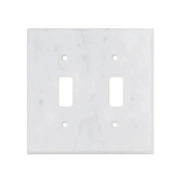 Carrara White Marble Double Toggle Plate Switch Wall Plate for elegant home decor