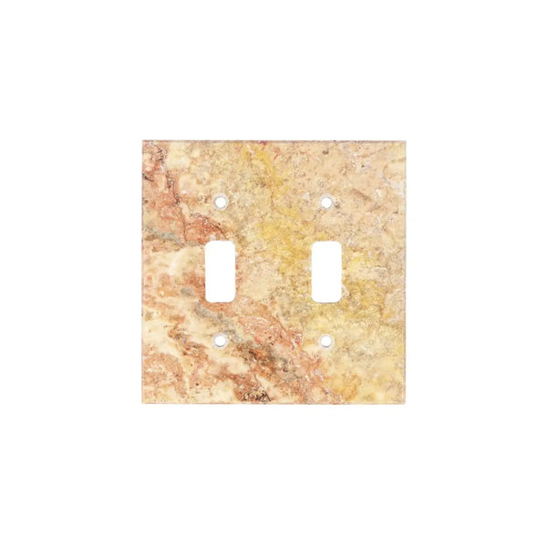 Marble-patterned Scabos Travertine Double Toggle Plate Switch Wall Plate
