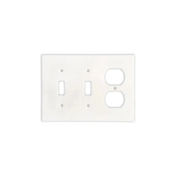 White combination switch and outlet cover Thassos White Marble Double Toggle Duplex Wall Plate