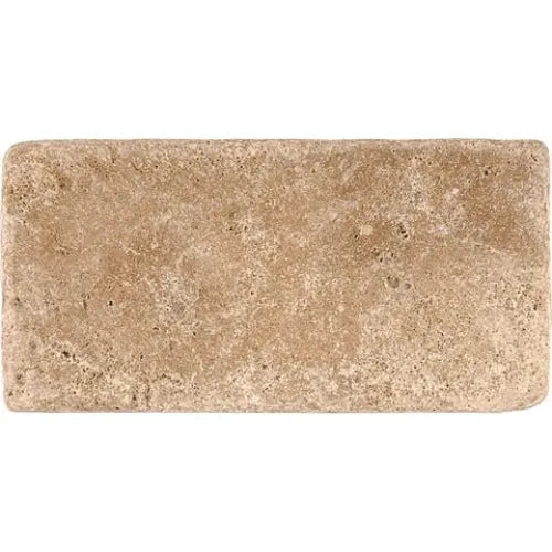 Walnut Travertine 3X6 Tumbled Rectangular Tile showcasing natural elegance and texture