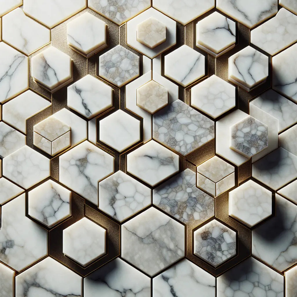 7 Best Calacatta Gold 2" Hexagon Mosaic Marble Tile Polished or Honed