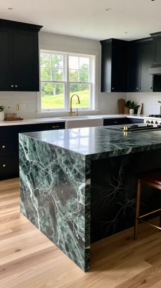 Green marble is making a huge comeback because it adds a natural and steady feel to any room
