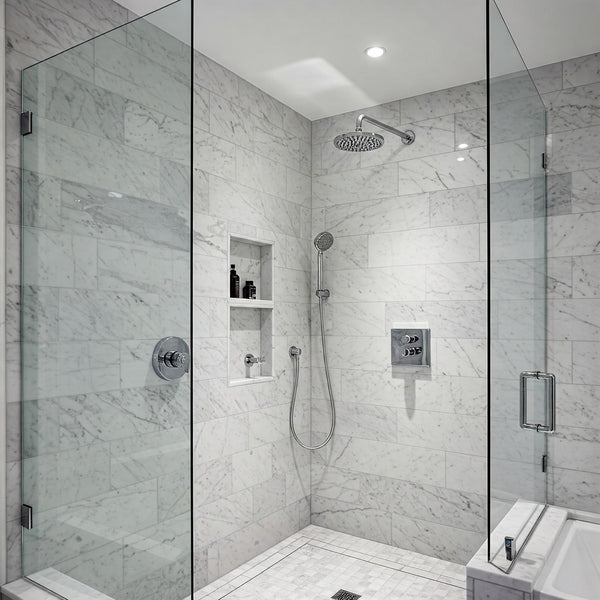The Timeless Elegance of White Marble in Your Bathroom Shower: Carrara, Calacatta, and Thassos White