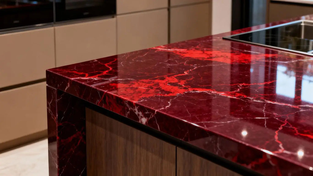 Burgundy Marble: Kevin Hart's Kitchen Features the Bold New Kitchen Trend