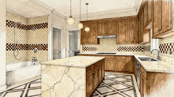 Crema Marfil and Dark Emperador Marble Mosaic: Design Ideas, Applications, and Buying Guide
