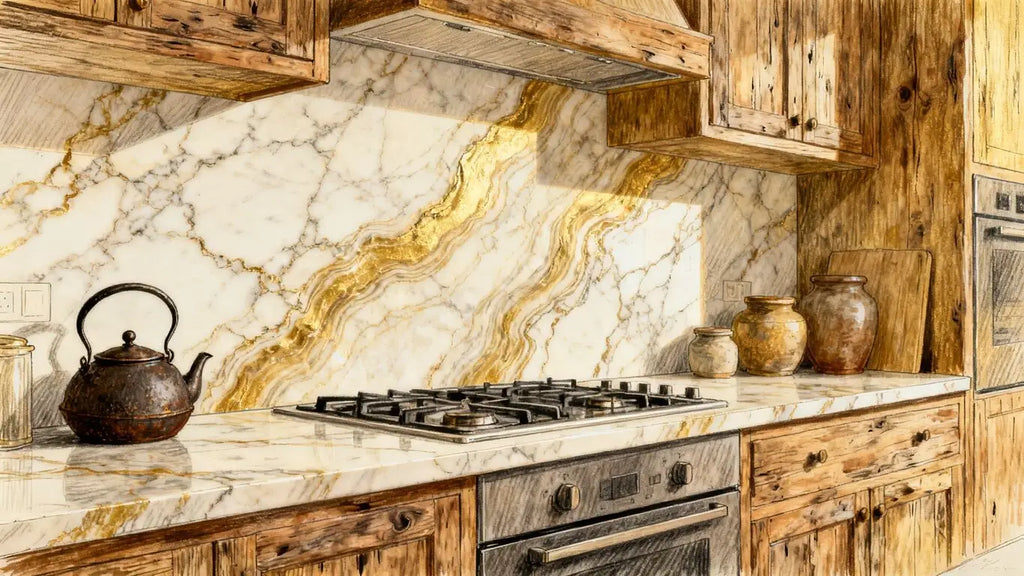 How to design a timeless kitchen with a Calacatta marble backsplash