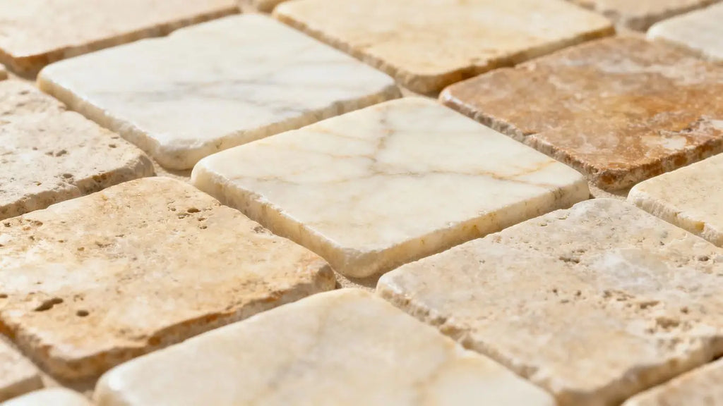 Elevate Your Space with 4x4 and 6x6 Tumbled Marble and Travertine Tiles