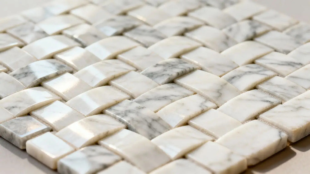 Elevate Your Space with Basketweave Marble Mosaic Tile Design