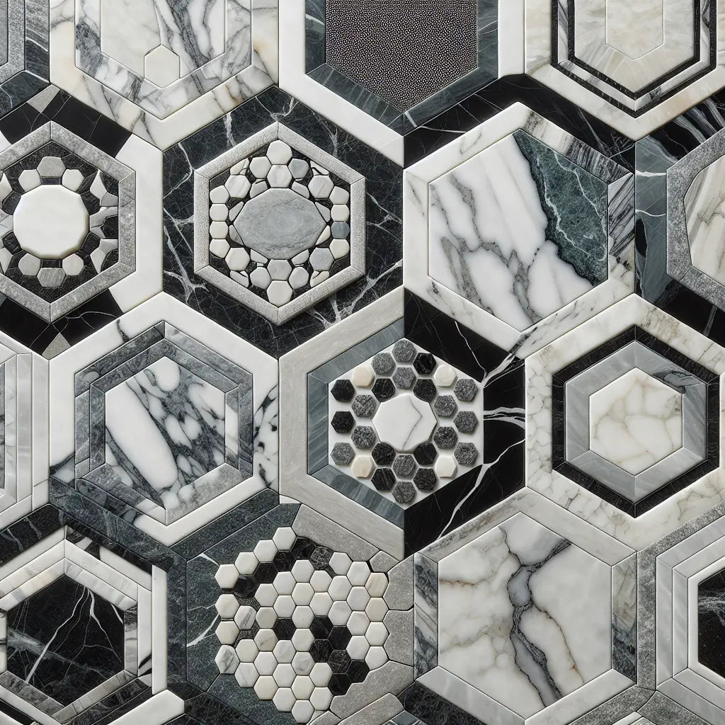 How to Install Calacatta Verde Royale Marble Octave w/Black Mosaic Tile