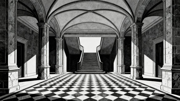 Designing a timeless black and white natural stone floor