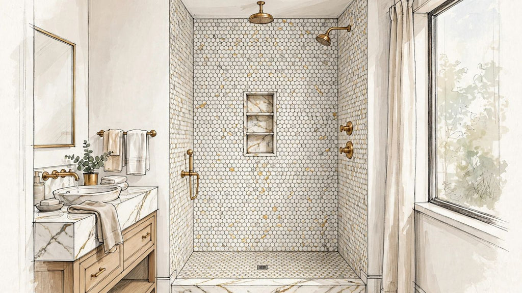 Calacatta Gold en mosaico de círculos pequeños: guía de compra para diseños de mosaico de mármol