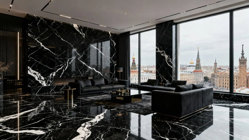 Negro Marquina Marble Elevates Luxury Homes Across Moscow and Barcelona