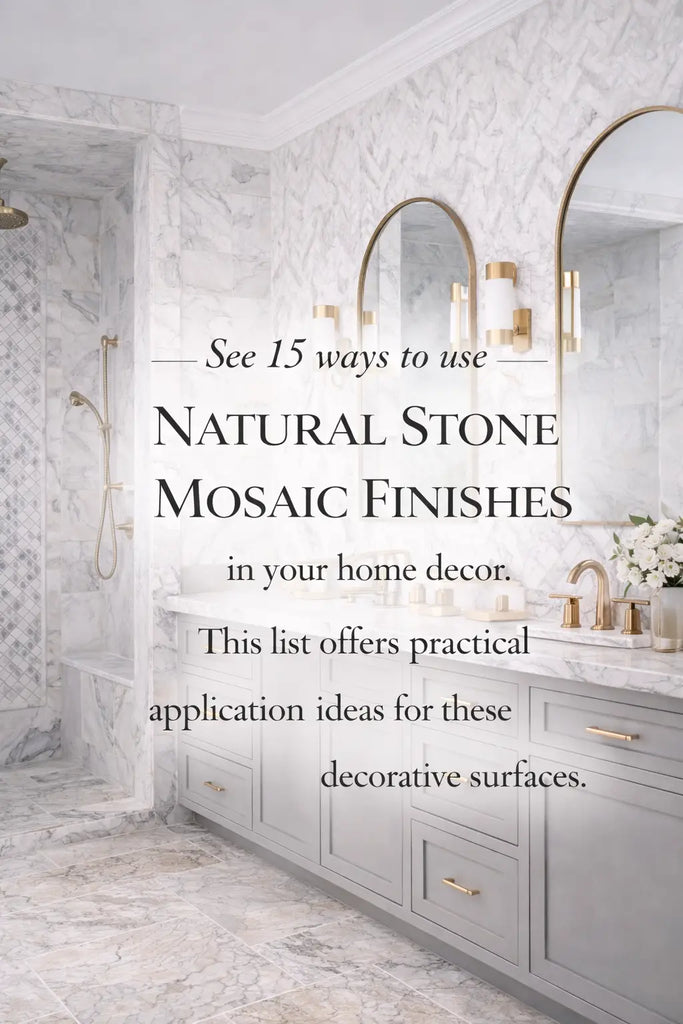 See 15 ways to use natural stone mosaic finishes in your home decor.