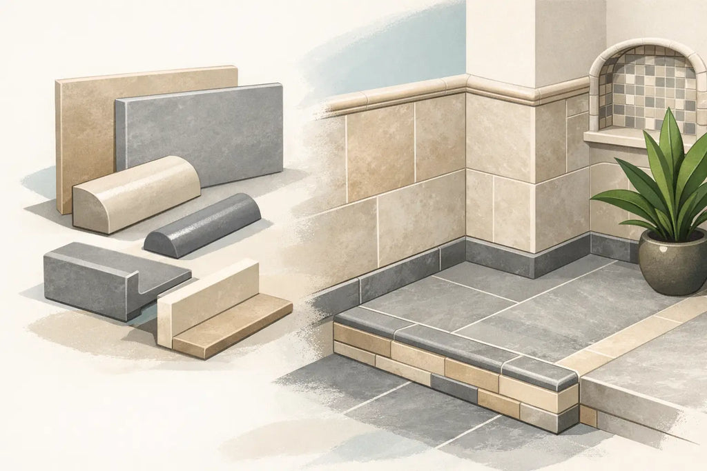 Stone Tile Trim Pieces That Finish a Room
