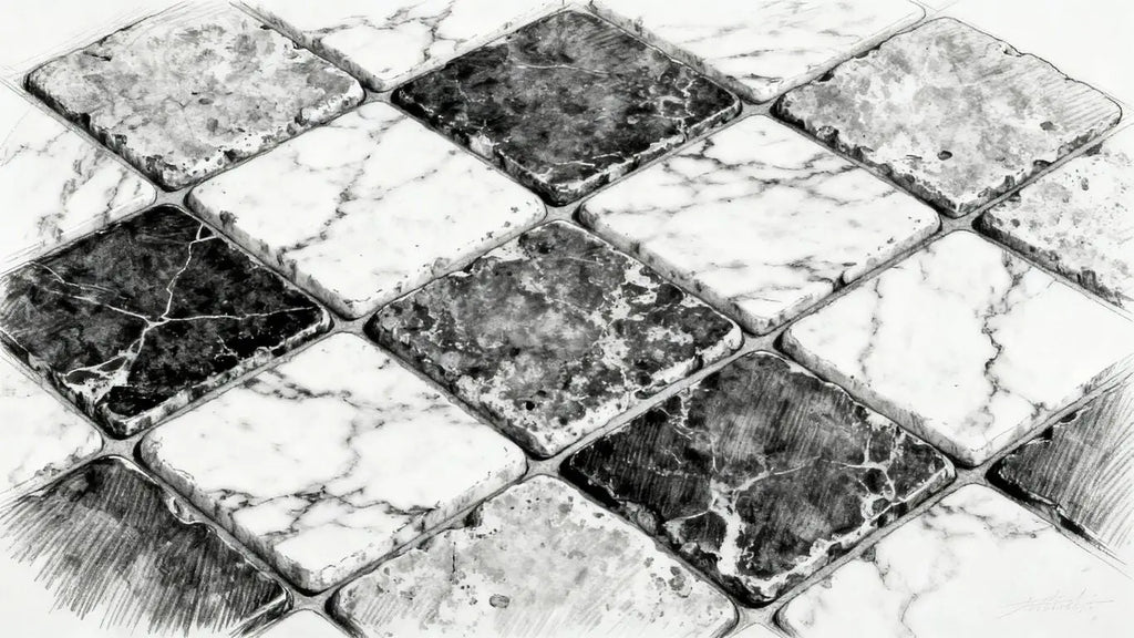 Surfaces Galore Tumbled Checkerboard Marble Collection