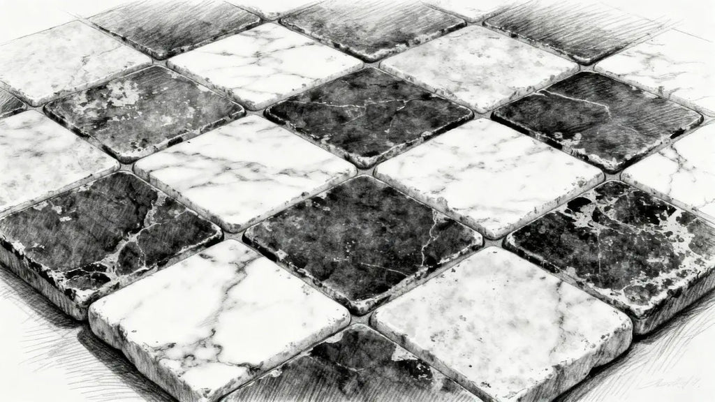 Surfaces Galore Tumbled Checkerboard Marble Collection