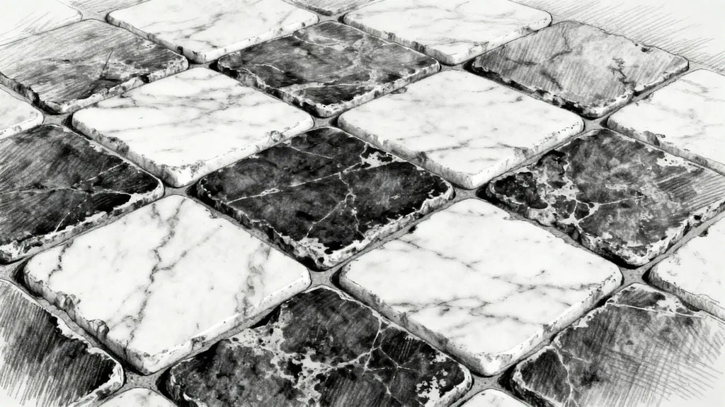 Surfaces Galore Tumbled Checkerboard Marble Collection