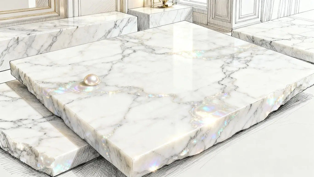 Surfaces Galore White Pearl Marble Collection