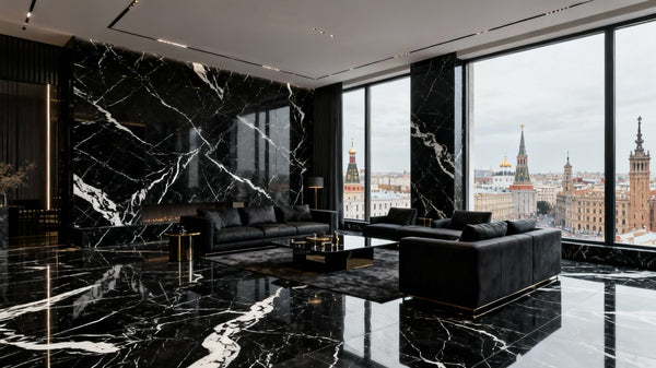 Negro Marquina Marble Elevates Luxury Homes Across Moscow and Barcelona
