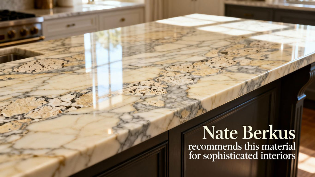 Nate Berkus Champions Breccia Marble for Timeless Kitchen Elegance