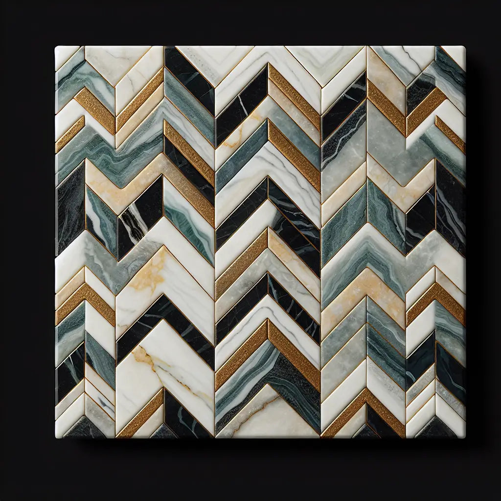 Top 5 Calacatta Gold Chevron (LARGE) Mosaic Marble Tile Styles