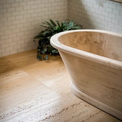 Stone Bathtub from the Brushed collection showcasing elegant natural design