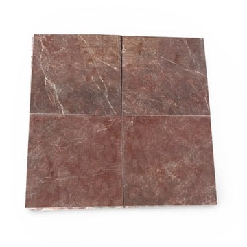 Brown marble tile coaster set with white veining in Burgundy Mocha Marble collection