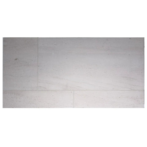 Light gray Crema Haven Limestone tiles with subtle veining and polished finish