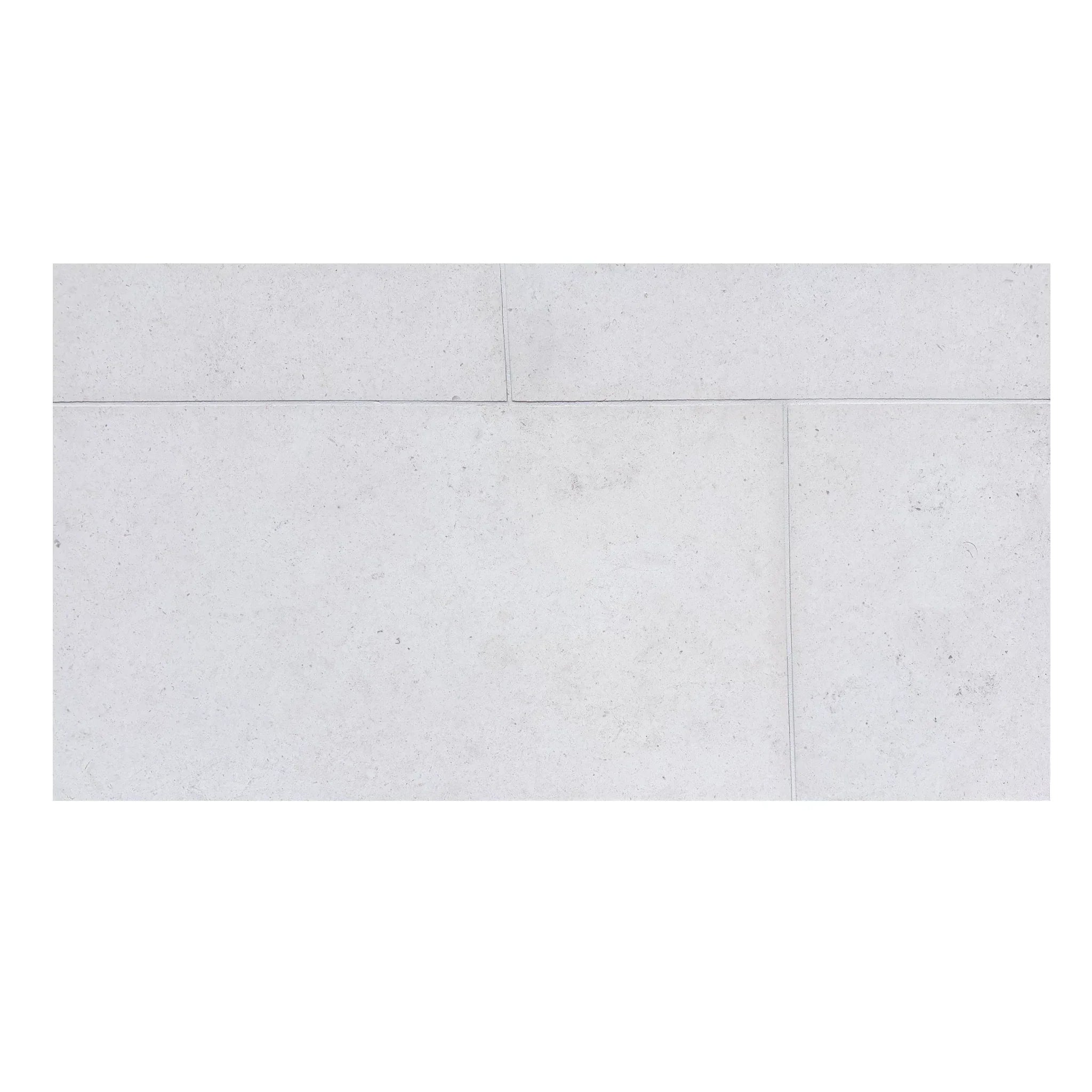 Dolce Ivory Limestone: white rectangular tiles with subtle speckled texture