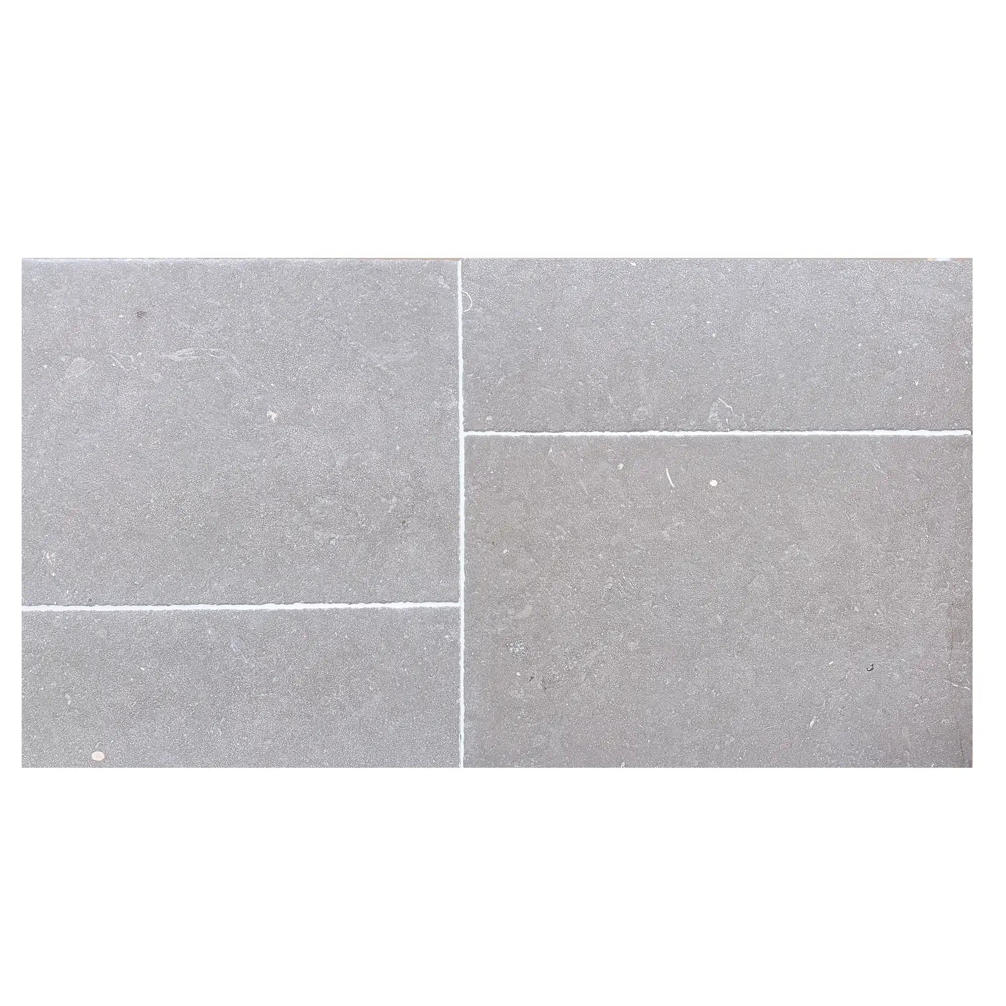 Gray Silvermoor limestone tiles with subtle texture and natural veining