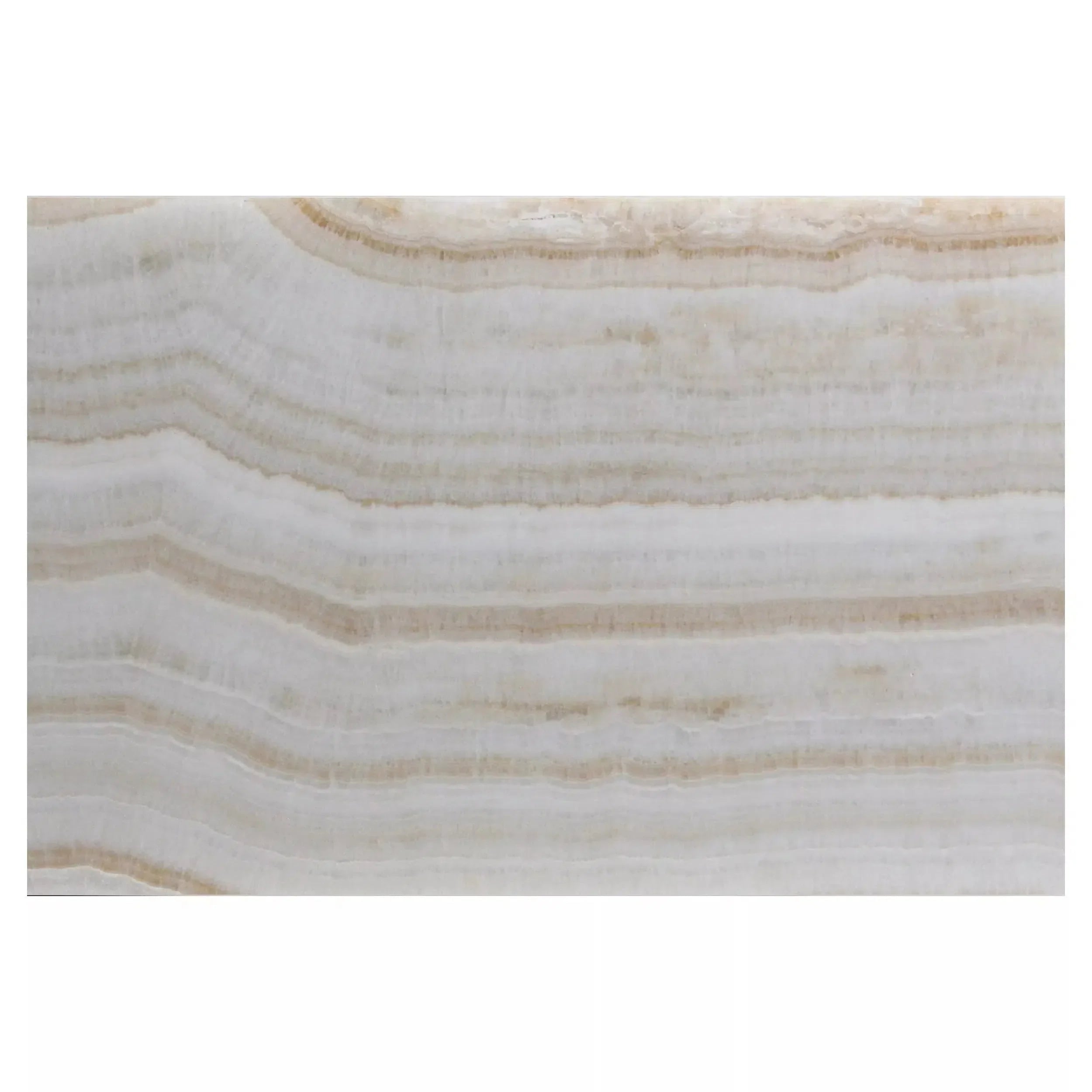 Banded beige onyx slab featured in the White Onyx Marble collection.