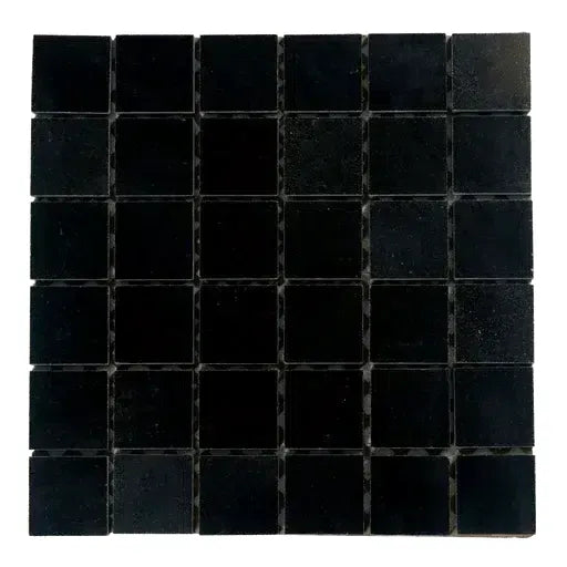 Black square mosaic tiles in Absolute Black 2X2 Granite Mosaic Polished design