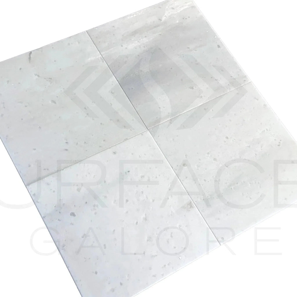 White speckled Agean White Marble 12x12 polished tiles for sale at $8.13/Sq.Ft