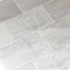 Rectangular gray tile pattern of Agean White / Snow White Marble 6X12 Polished Tile