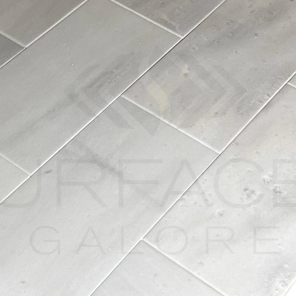 Gray rectangular tile pattern of Agean White Snow White Marble 6X12 Polished Tile