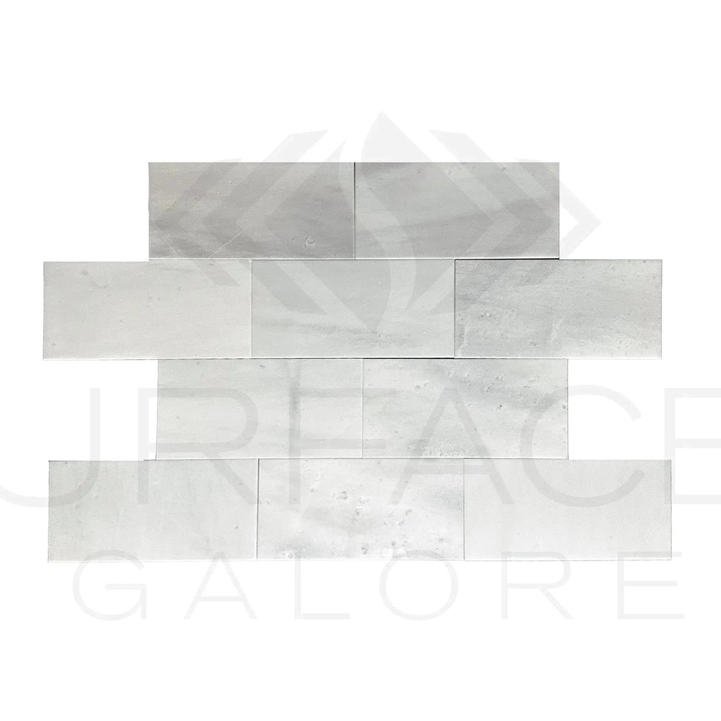 Rectangular arrangement of Agean White Snow White Marble 6X12 Polished Tile