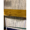 Stained yellow wooden plank suitable for use with Alabastrino Rustic White travertine tile