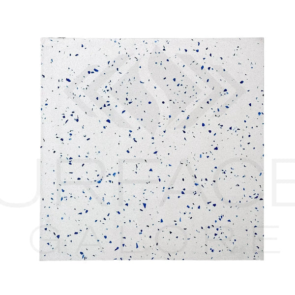White tile with blue flecks in Andromeda Quartz Polished Tile 24X24 for $6.08/Sq.Ft
