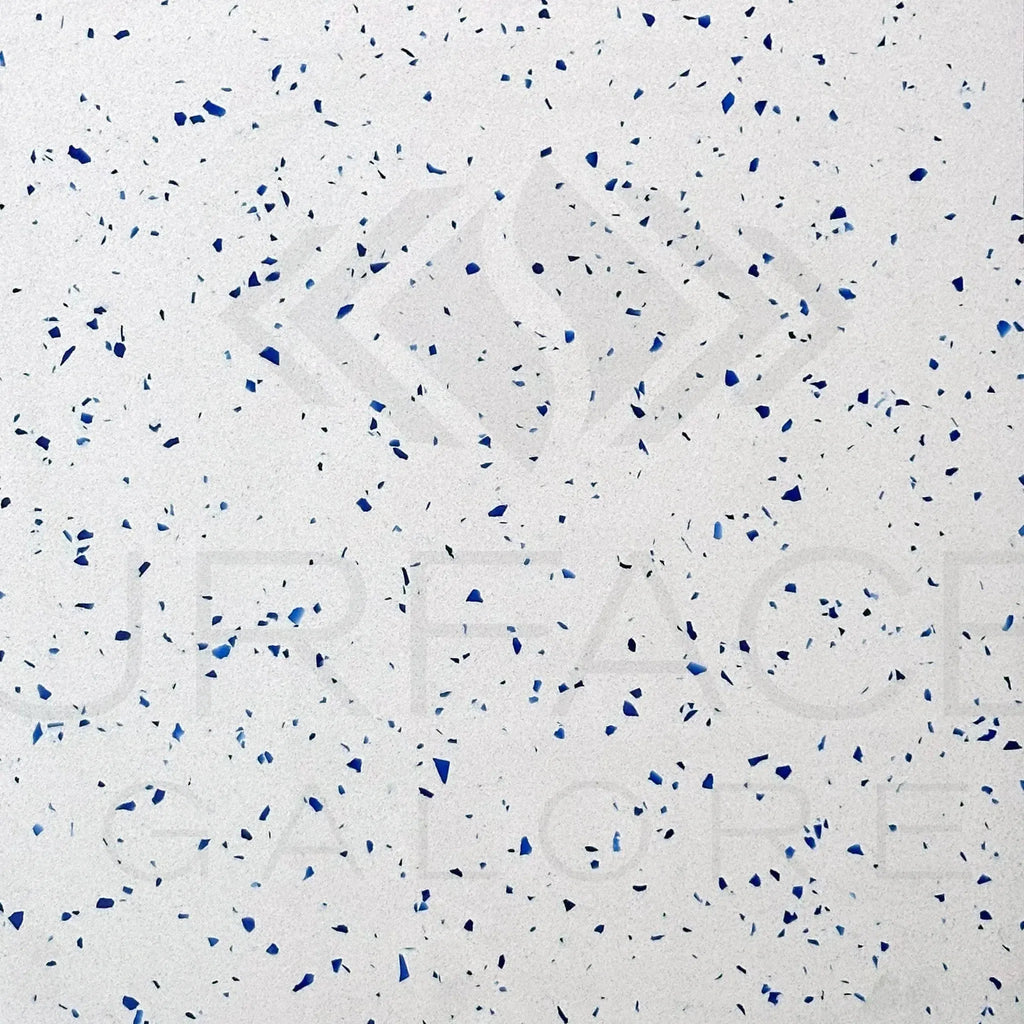 Andromeda Quartz Polished Tile featuring a white surface with blue flecks
