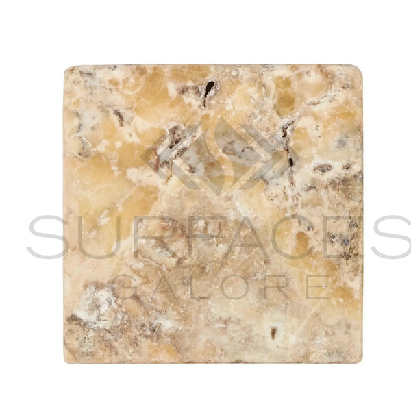 Antico Onyx Travertine 12X12 Antique Hand Tumbled Square Marble Tile for elegant designs