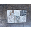 Six Antico Onyx Travertine 12x12 antique hand-tumbled marble tiles on wood