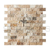 Antico Onyx Travertine 1X2 Brick Mosaic Split-Faced in elegant travertine tile design