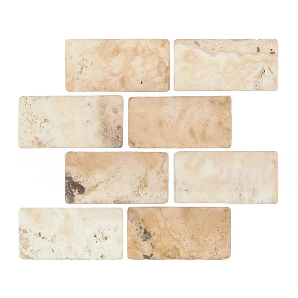 Rectangular Antico Onyx Travertine 2X4 Brick Mosaic Tumbled Tiles for elegant decor